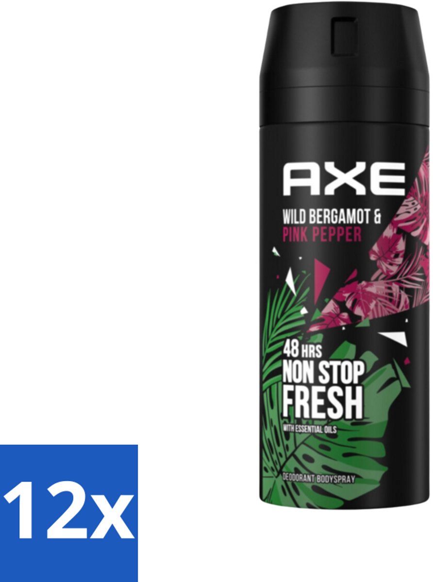 Axe - Deodorant Bodyspray - 48hrs Fresh - Wild Bergamot & Pink Pepper - 150 ml - Voordeelverpakking - 12 stuks