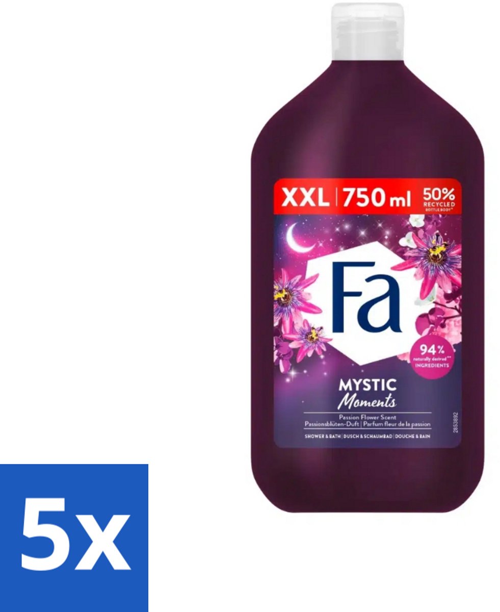 Fa - Mystic Moments - Bad- & Douchegel - Passiebloem - 750 ml - Bulkverpakking - 5 stuks
