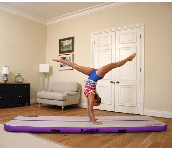 Urban Fitness Gymnastics Inflatable Tumbling Track Mat - Purple/Grey - 300 x 100 x 10cm. van Urban Fitness — afbeelding 3
