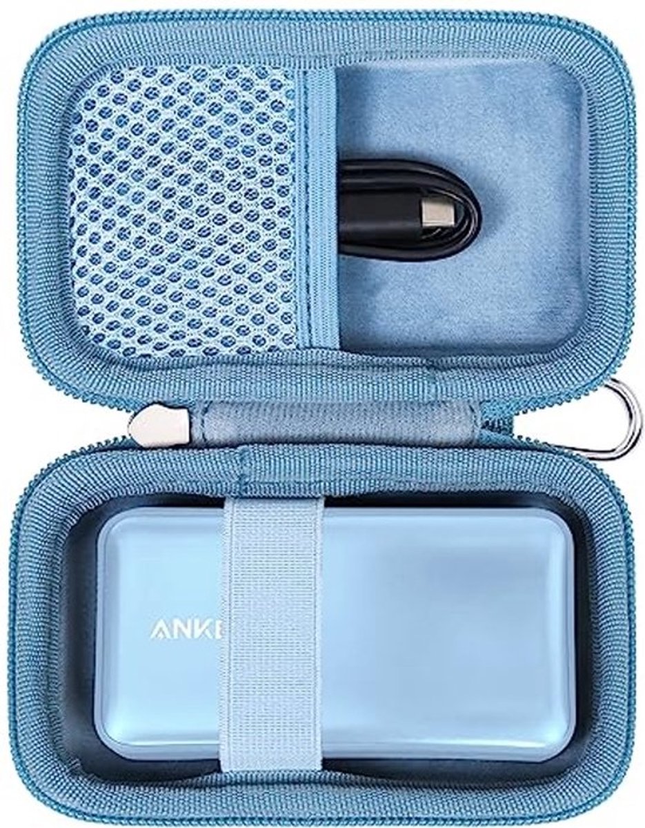 Harde Draagtas voor 30W Powerbank - Opberghoes voor 10.000mAh - Blauw