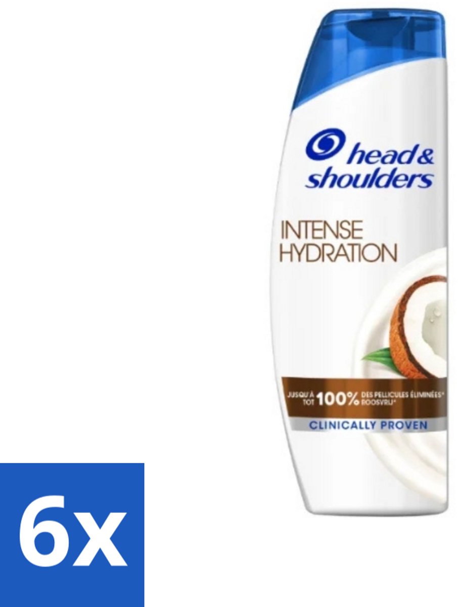 6 x Head & Shoulders - Anti-Roos Shampoo - Intense Hydration - Met Kokosolie - 285 ml - Anti-Roos Shampoo - Hydraterende Shampoo - Roze Shampoo - Kokosolie Shampoo - Hoofdhuid Verzorging