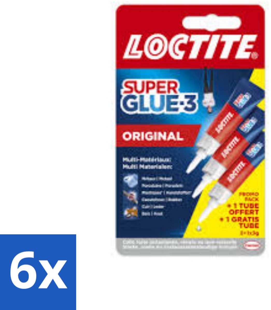 6 x Loctite - Secondelijm - Super Glue Universal - 3 Lijmtubes - Superlijm - Lijm - Secondelijm - Loctite - Universele Lijm