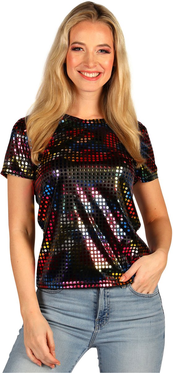 T-shirt Disco Party Queen Zwart - Jaren 80 & 90