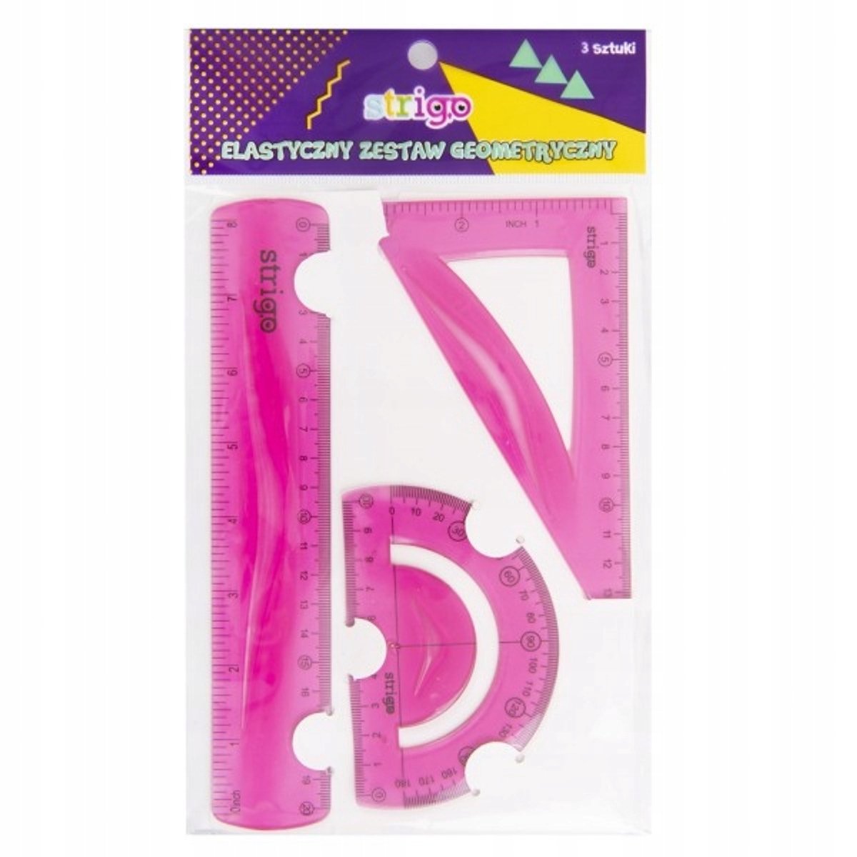 Flexibel Geometrisch Teken-Set - Roze, 3 Delen
