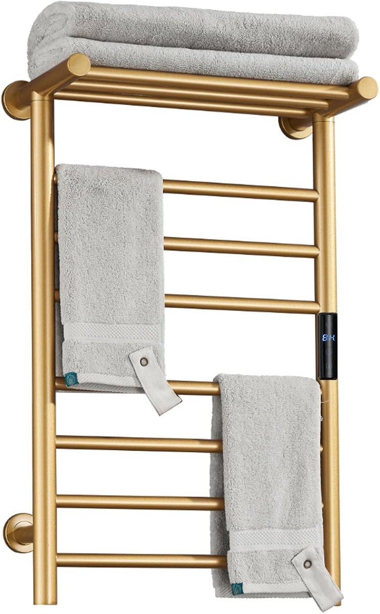 Elektrische Handdoekradiator - Goud - 72 x 45 x 25 cm - Wandgemonteerd Roestvrij Staal met Koolstofvezel Verwarming - Voor Badkamer