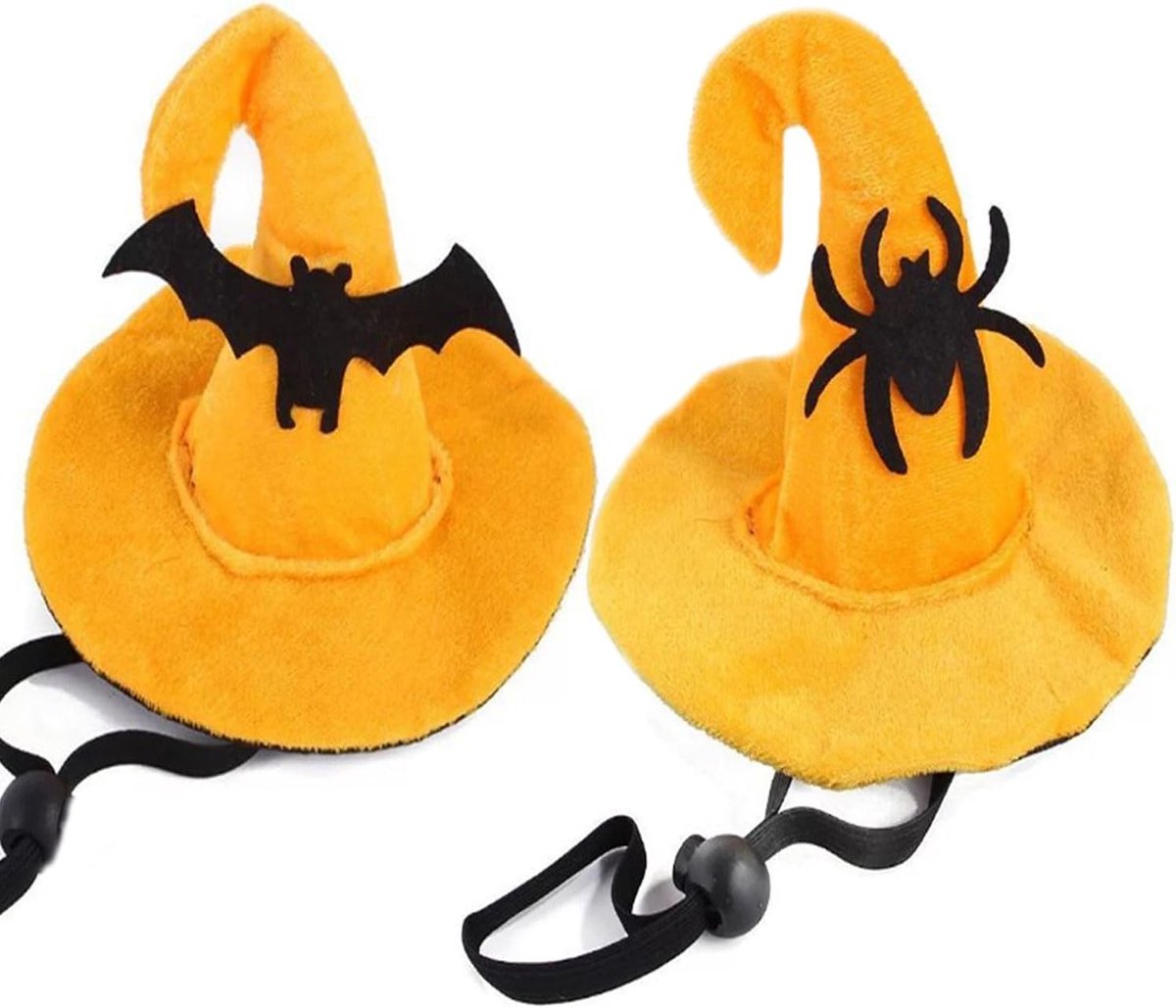 Halloween Pet Hoedenset met Spin, Vleermuis en Heks - Schattige Kostuumaccessoires voor Honden en Katten, Verstelbare Hoeden voor Feestdagen