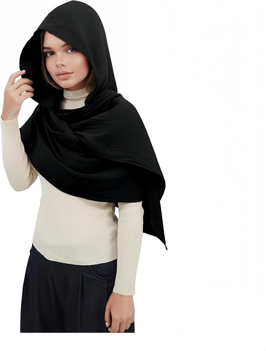 Unisex Hoody Sjaal - Veelzijdige Linnen Katoenen Cape met Kap, Perfect voor Middeleeuwse Goth Kostuums en Mystieke Stijlen, Één Maat