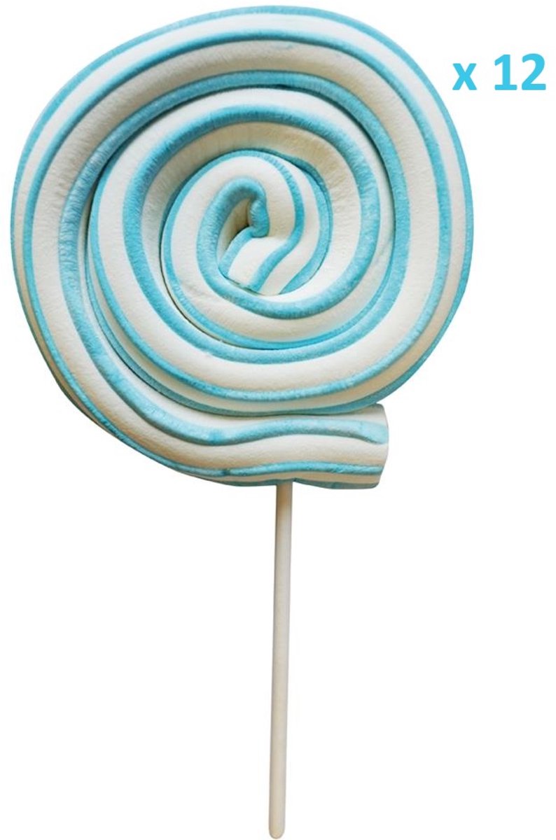 Lollywood Marshmallow-Twist snoep spek lolly BLAUW - 12 stuks van 80g