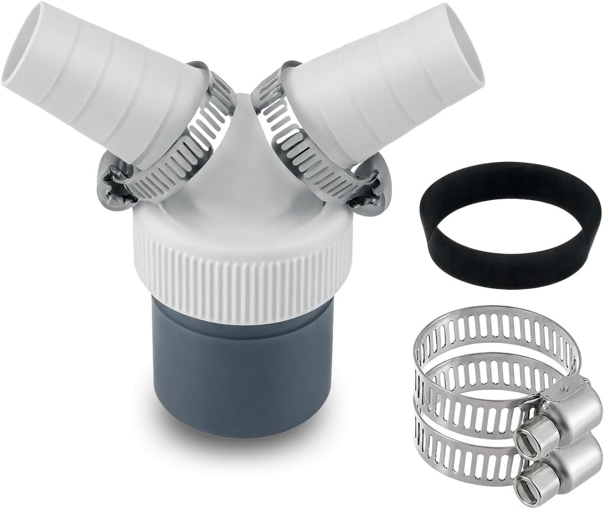 Dubbele afvoerbuisadapter voor wasmachine en vaatwasser, 40 mm uitgang, 18-24 mm ingang, afvoeraansluiting met metalen klem voor optimale afvoer en installatiegemak