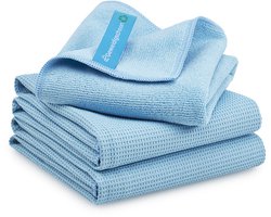 Geweldigschoon Raamdoekenset - Schoonmaakdoek en 2 droogdoeken - Microvezeldoeken - Maat M - Blauw
