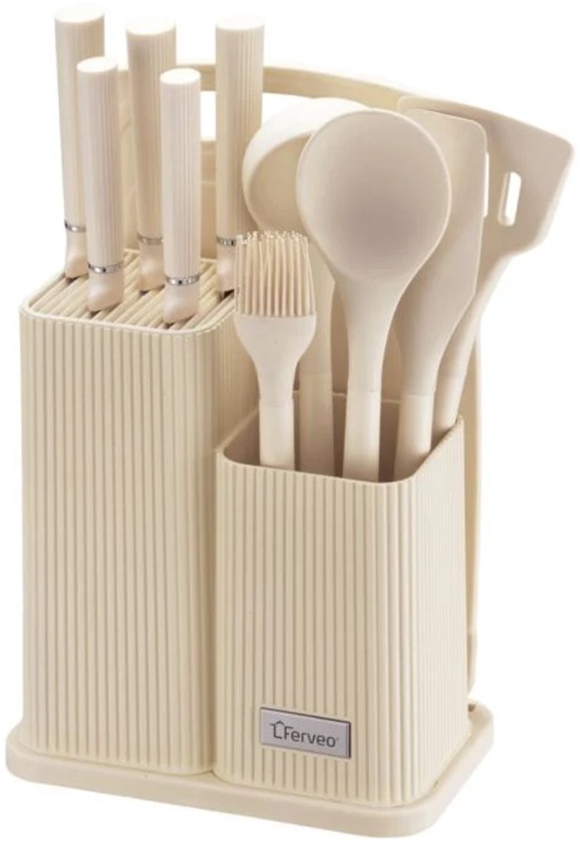 Ferveo Ayla Keukengerei Set & Messenset - 12-delig - Beige - Kookgerei Set