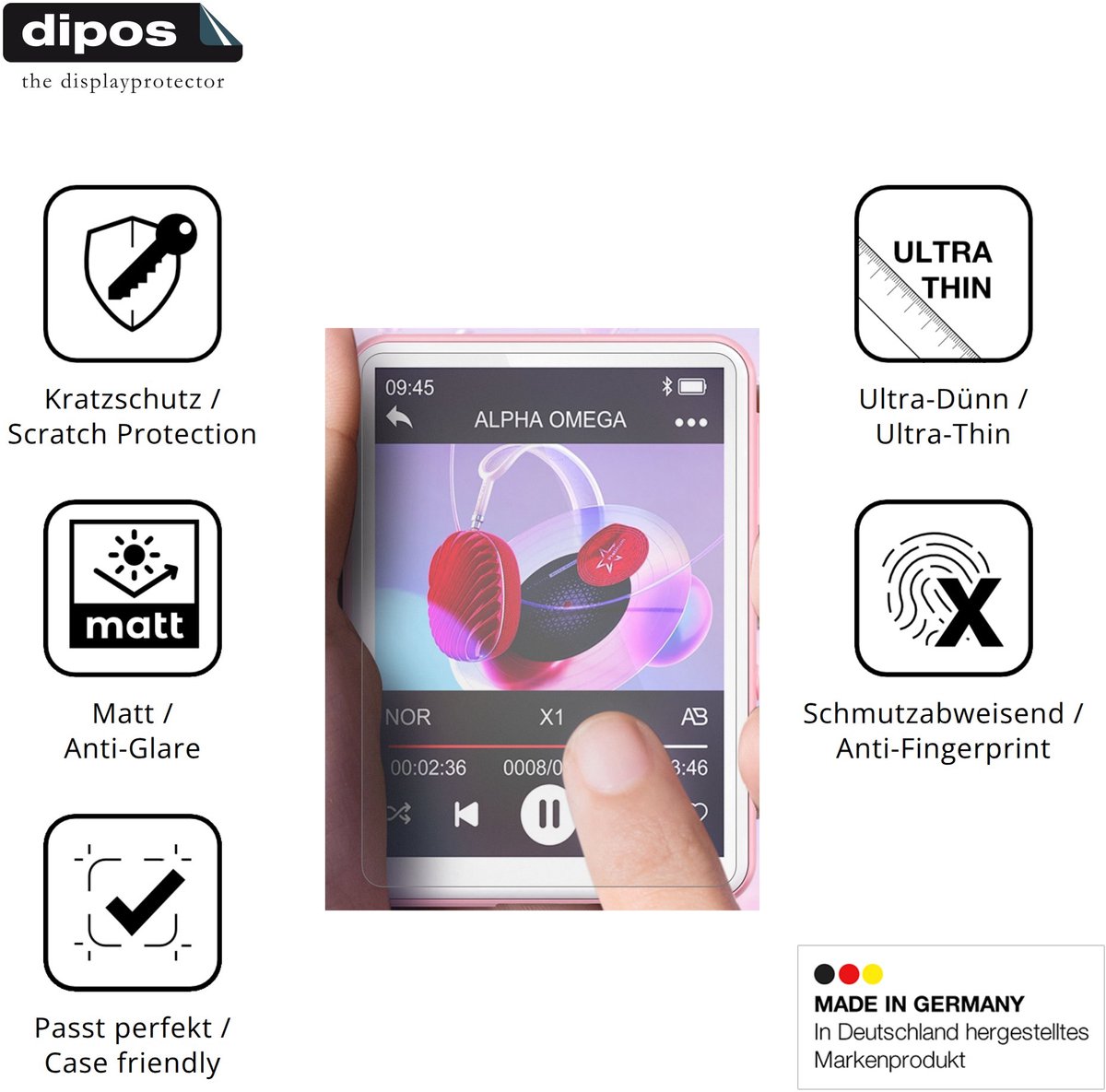 dipos – 4x Matte Beschermfolie geschikt voor Oilsky M1 MP3-Player | Krasbestendige & antireflecterende Screenprotector Ultra-Thin