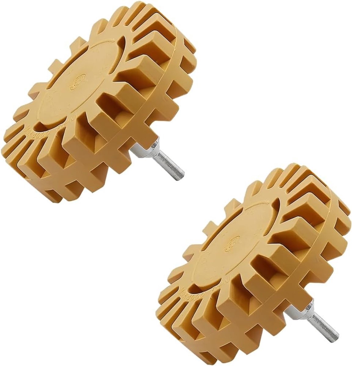 Set van 2 Gumwielen voor het Verwijderen van Stickers en Lijmresten, Rubber Eraser met Booradapter, 25 mm