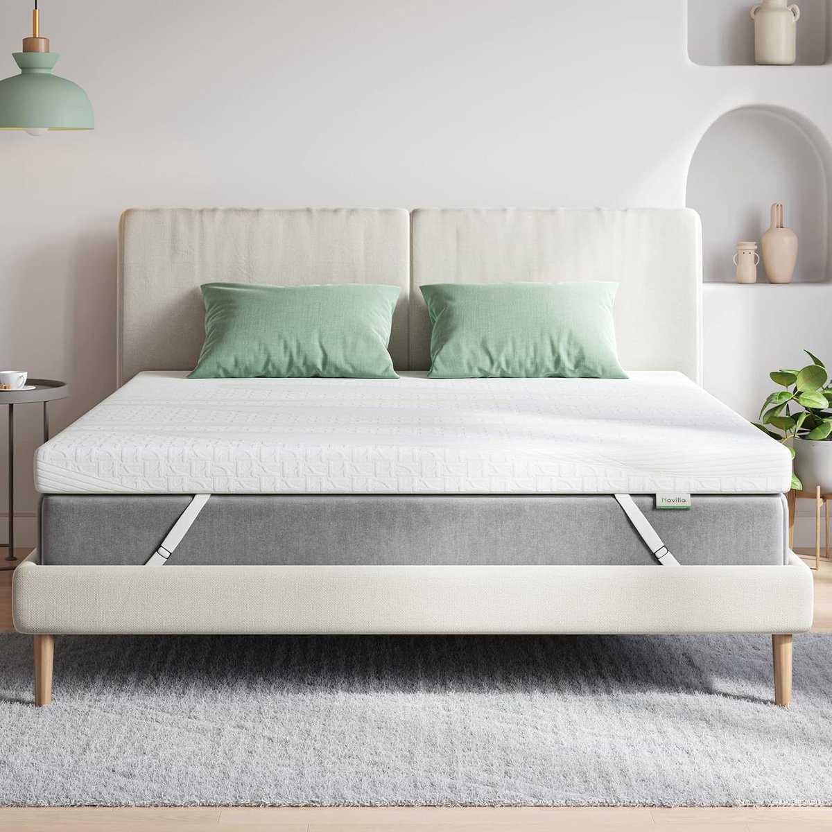 Novilla Topper, 100 x 200, matrasoplegger voor eenpersoonsbed, traagschuim, 5 cm, topper, stof, uitstekend ademend - ShopVlot