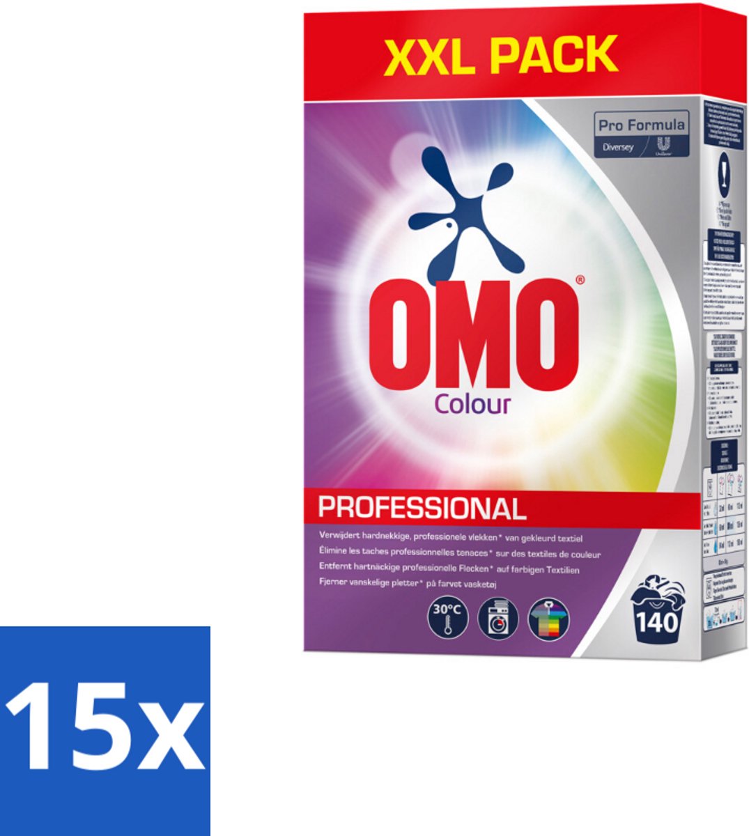 Omo Professional – Wasmiddel Poeder – Gekleurde Was – 140 Wasbeurten – Pro Formula – 7 kg - Bulkverpakking - 15 stuks
