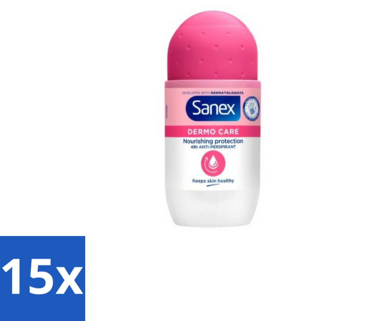 Sanex – Deodorant Roller – Dermo Care 48H Antiperspirant - 50 ml - Bulkverpakking - 15 stuks