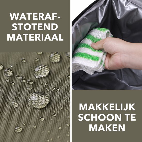 Packaway Koeltas 20L - Lunchtas - Inclusief 4 Koelelementen - Dubbel Compartiment - 4-Laags Geïsoleerd - Waterafstotend - Olive Green van Packaway — afbeelding 4