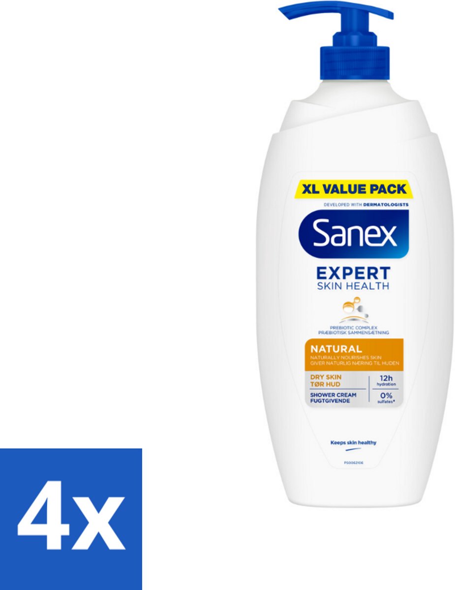 Sanex – Douchecrème – Expert Skin Health Naturals – 750 ml - Voordeelverpakking - 4 stuks