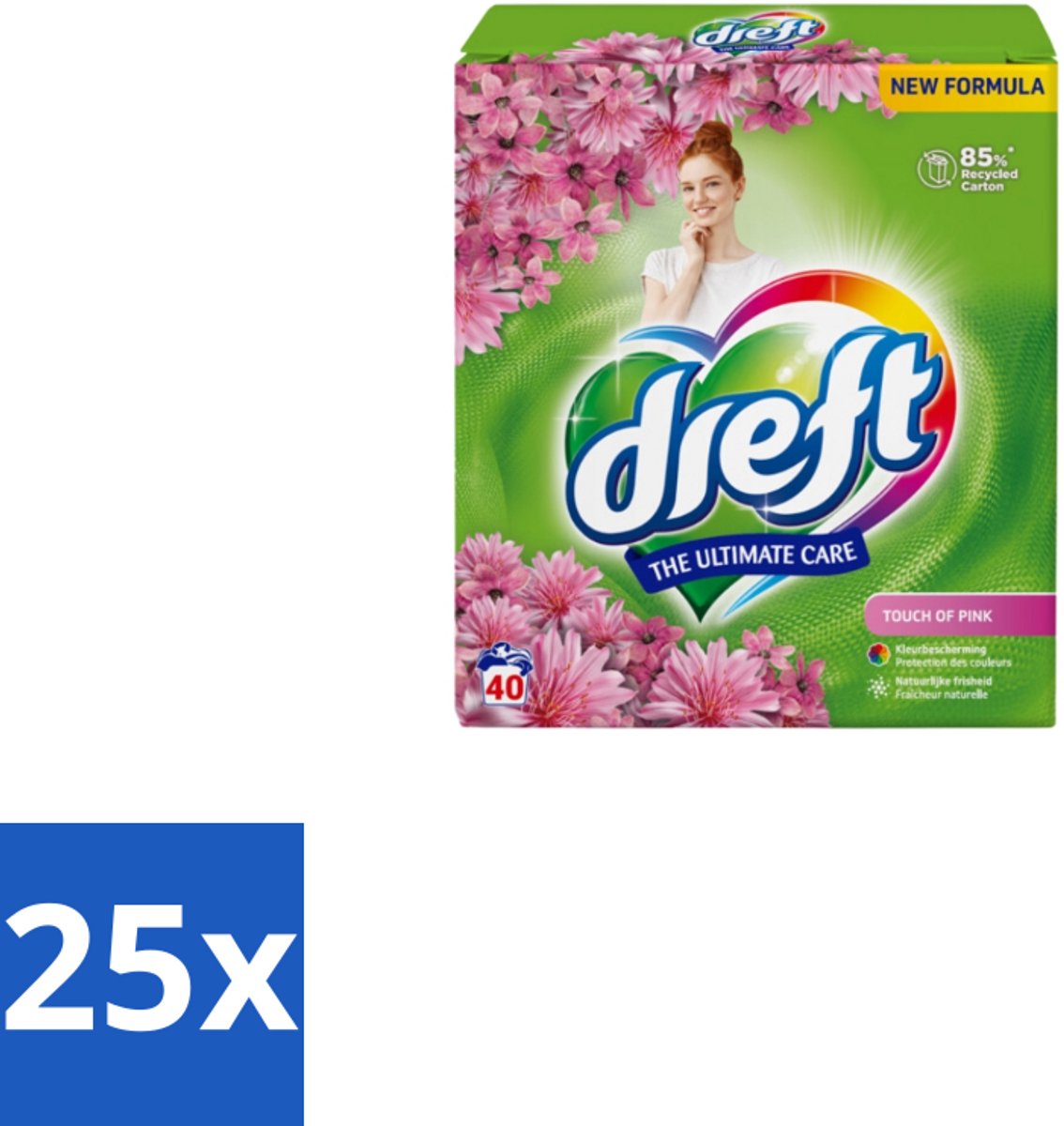 Dreft – Touch Pink – Poeder Wasmiddel – 2,6 kg – 40 wasbeurten - Bulkverpakking - 25 stuks