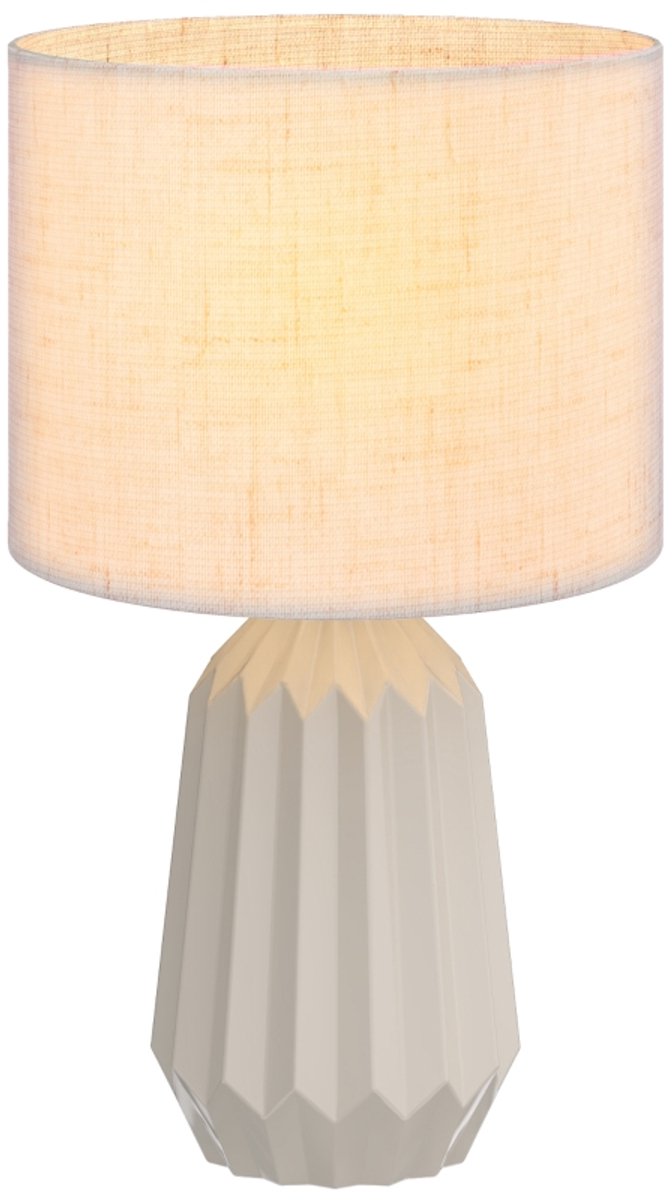 Tafellamp, nachtlampje met linnen kap, tuimelschakelaar, bureaulamp, 22 x 22 x 39 cm, beige