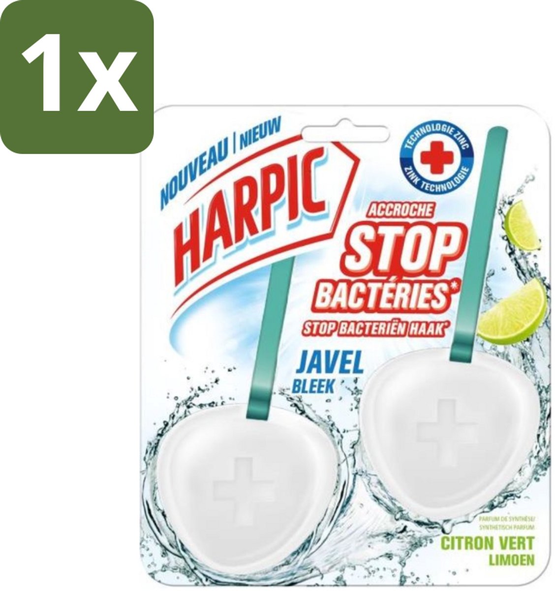 Harpic - Toiletblok - Limoen - Met Bleek - 2 Blokjes - 1 stuk