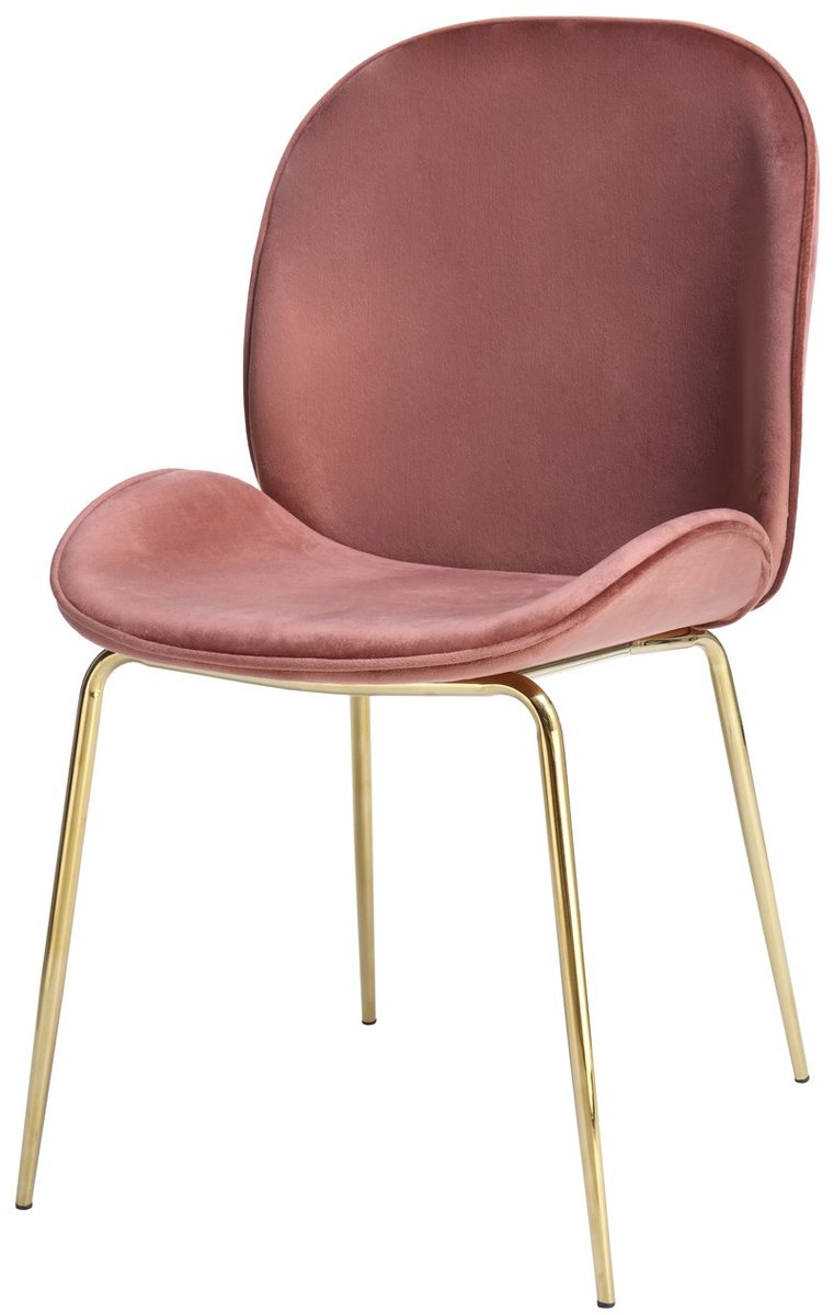Padiro eetkamerstoelen set van 2 - roze - fluweel - ijzeren onderstel - retro