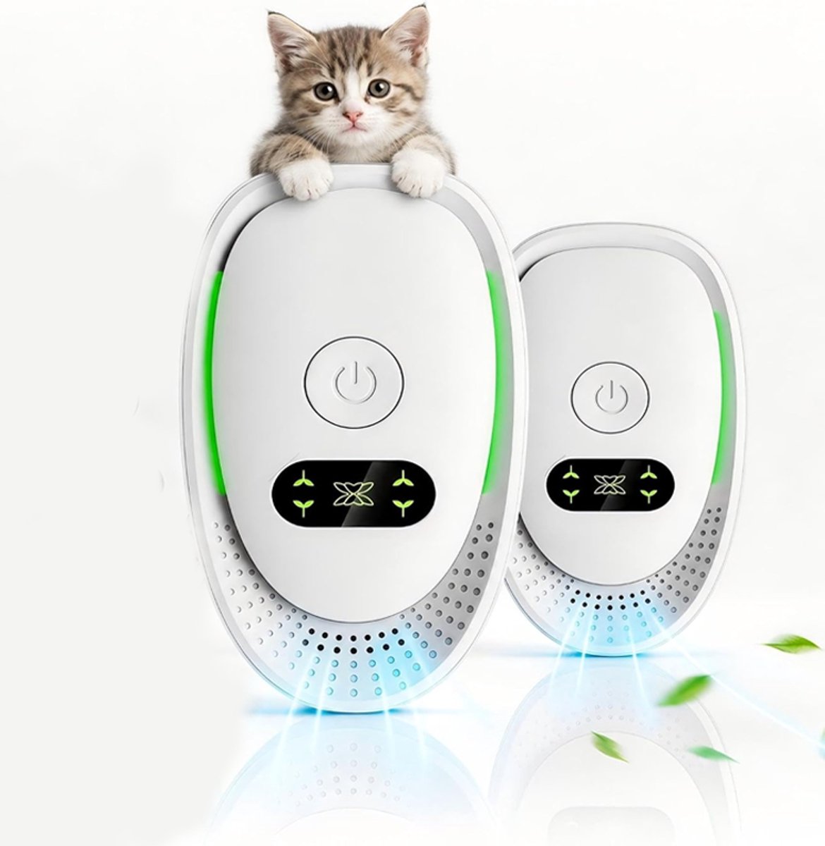 KZQ 2-pack plug-in luchtreiniger met negatieve ionen - Stille geurverwijderaar voor slaapkamer, woonkamer en keuken - Filterloos en energiezuinig - Wit