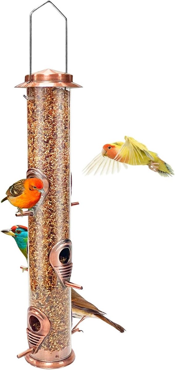 Metalen Voederbuis voor Vogels, Hangende Voederinstallatie voor Wilde Vogels, Weerbestendig en Waterdicht, Ideaal voor het Aantrekken van Tuinvogels en Voeden van Vogels
