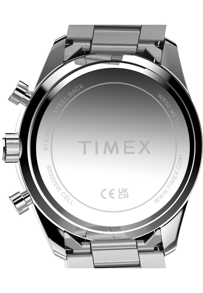 Timex Ridgefield Chronograph 42Mm Stainless Steel Bracelet Watch Quartz Chronograaf Horloge Zilverkleurig Kast Gemaakt Van 100% Roestvrij Staal En Een Armband Van 100% Roestvrij Staal 42 TW2Y62200AJ
