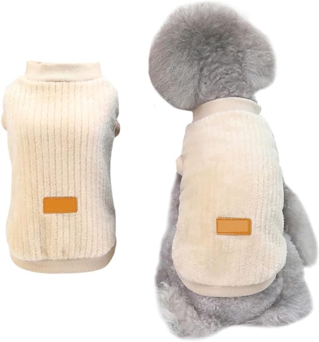 Hondensweater van Pluche voor Koude Dagen, Warme Winterkleding voor Honden, Comfortabele Doggy Outfit in Khaki (S)