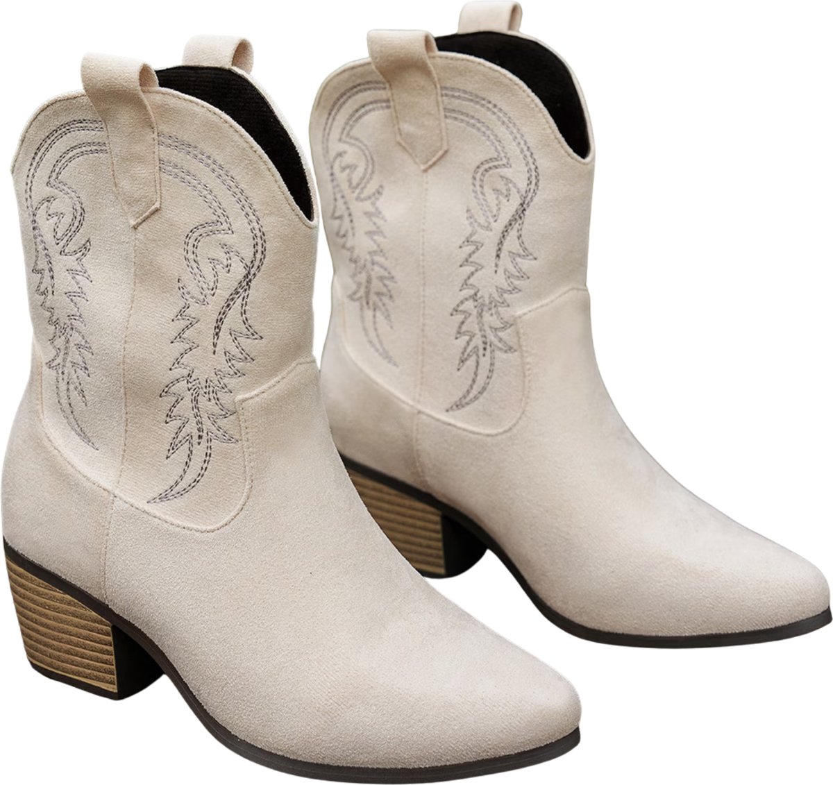 Currero Dames Cowboy Laarzen Hoge Hak Enkellaarzen Kniehoge Western Boots Chelsea 41 Wit