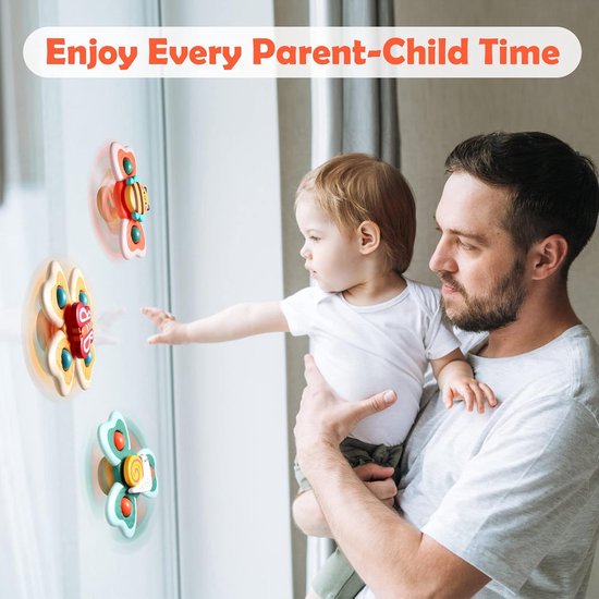VONKELIOS®3 stuks zuignap draaispeelgoed voor baby's vanaf 6 maanden, insect fidget spinner sensorisch badspeelgoed voor peuters, draaispeelgoed voor kinderstoelen voor kinderen van VONKELIOS® — afbeelding 3