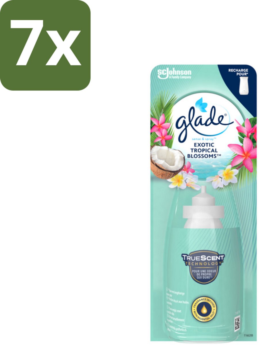 Glade – Sense & Spray Navulling – Exotic Tropical Blossoms – 18 ml - Bulkverpakking - 7 stuks