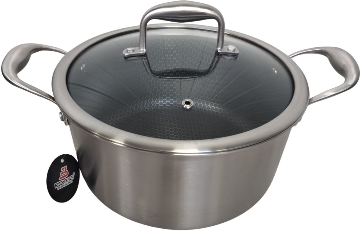 Eisenbach RVS Braadpan Krasbestendig 28cm honinggraad PFAS-vrij