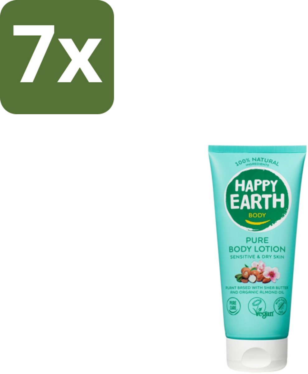 Happy Earth – Bodylotion – 100% Natuurlijk – 200 ml - Bulkverpakking - 7 stuks