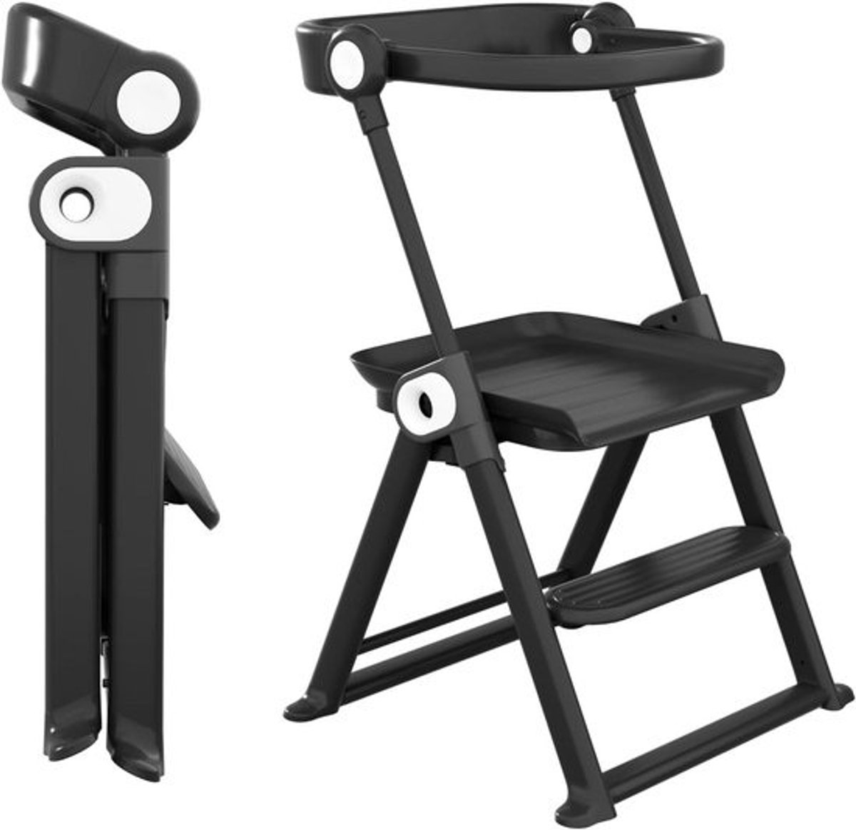 Montessori Learning Tower for Kitchen - Foldable for Kids (Black, Ages 18 Months to 4 Years)