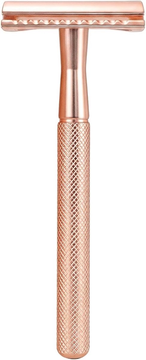 Duurzame Safety Razor Handgreep van Metaal, Champagne Goud, Dubbelzijdig, Antislip Grip voor een Comfortabele Scheerbeurt