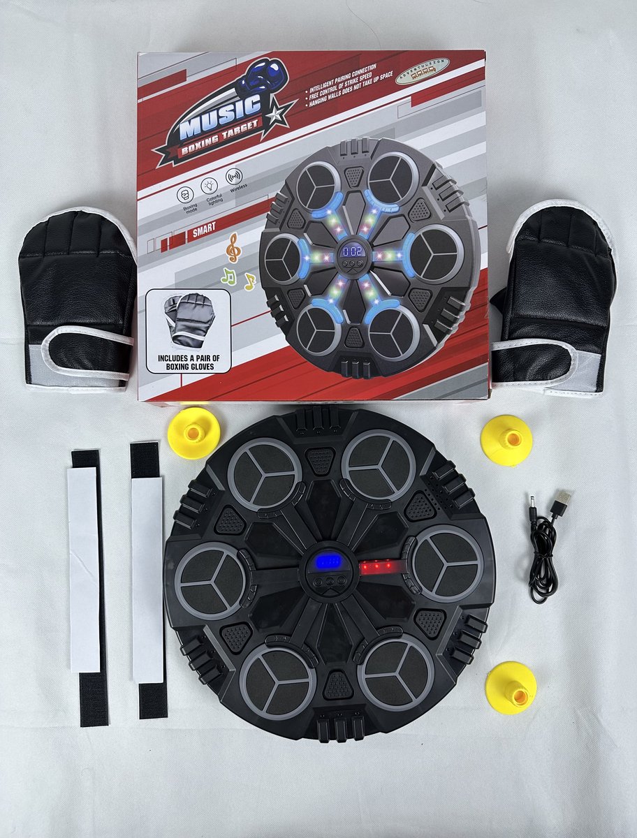 Wand Boksmachine met Bokshandschoenen - Muur Boks Trainer & Reflex Trainer voor Thuis - Elektronische Wandboks Zak met Instelbare Snelheid & Niveaus - Thuisfitness Apparaat & Bokszak - Fitness Cadeau voor Volwassenen & Kinderen