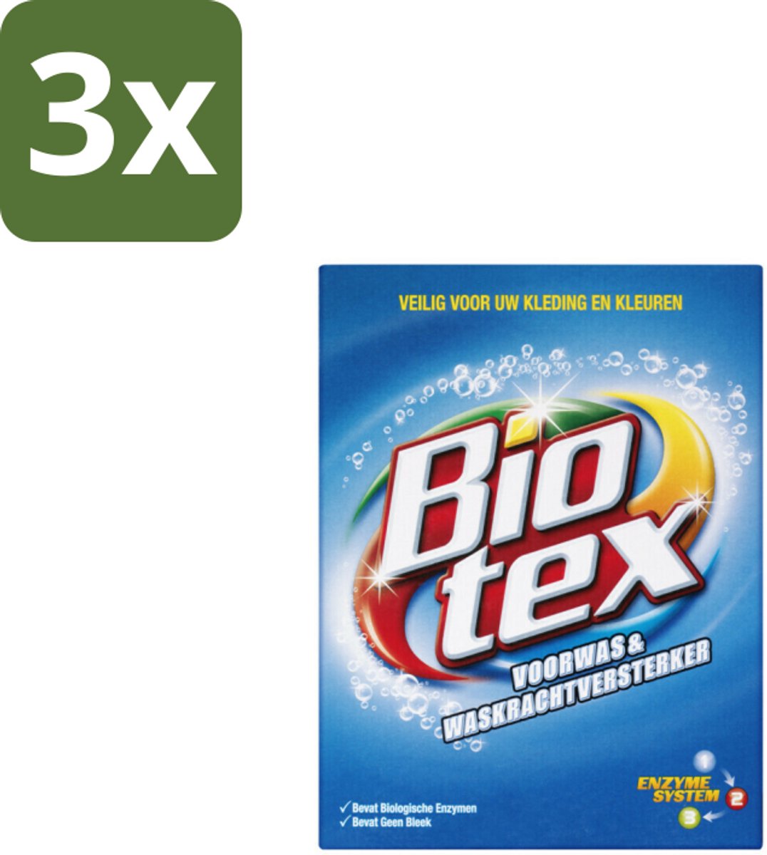 Biotex – Waspoeder - Voorwas & Vlekverwijderaar – Actieve biologische enzymen – 720 g - Bulkverpakking - 3 stuks