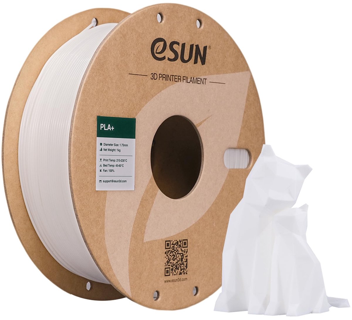 eSUN PLA+ Filament 1.75mm, 3D Printer Filament PLA Plus 1kg Wit - ShopVlot