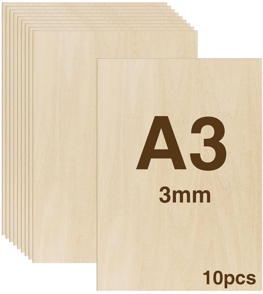 10 Stuks A4 Plywood Platen 3mm Dikte, Ideaal voor Knutselen en Modelbouw, 300x210mm