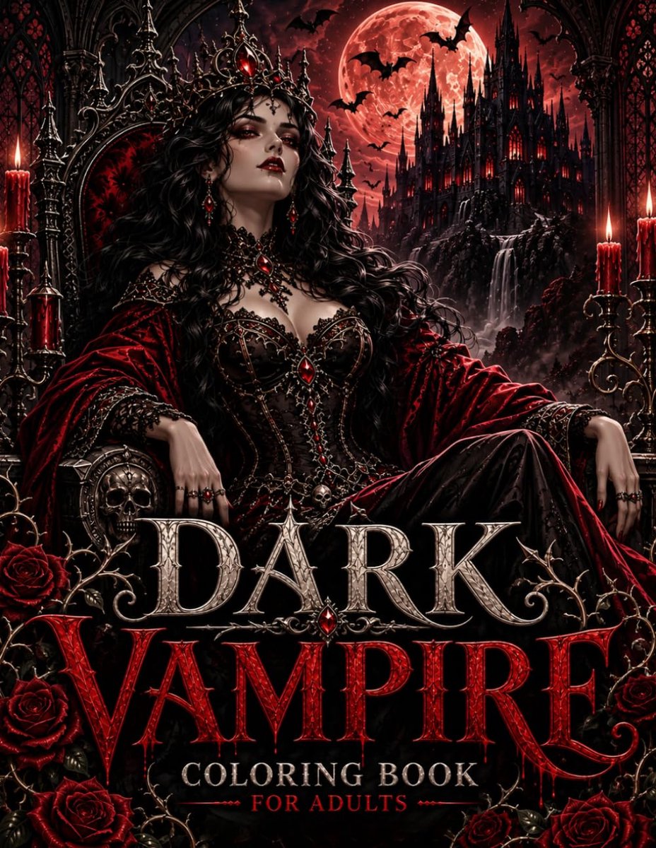 Dark Vampire Coloring Book for Adults: 50 Intricate Gothic and Fantasy Vampire Designs Featuring Elegant Vampires - ShopVlot