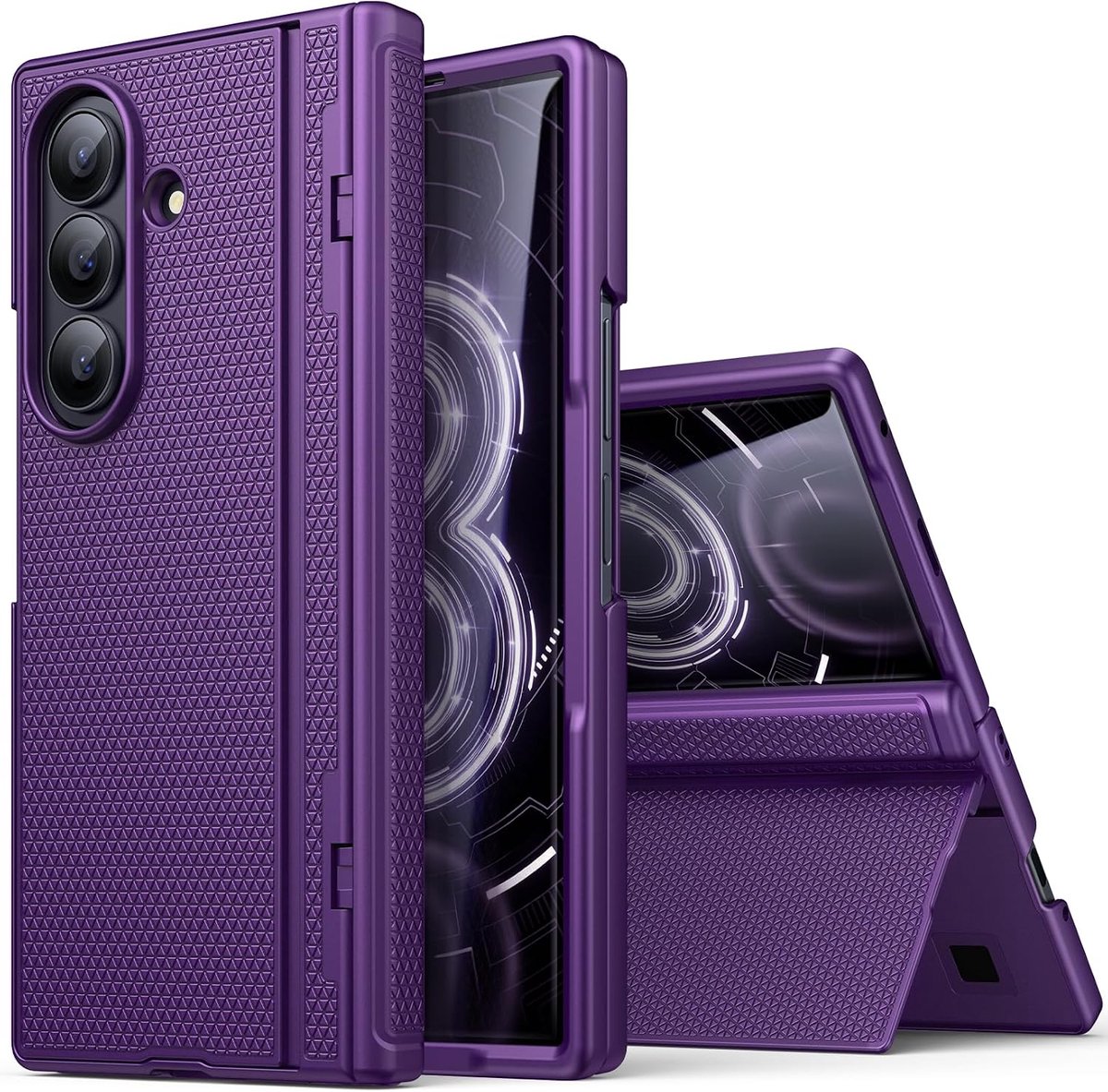Zandarix Hoesje Geschikt voor Samsung Galaxy Z Fold 8 Ultra - Ingebouwde Screenprotector - Scharnierbescherming - Robuuste volledige cover - Back Cover Hoesje - Donkerpaars