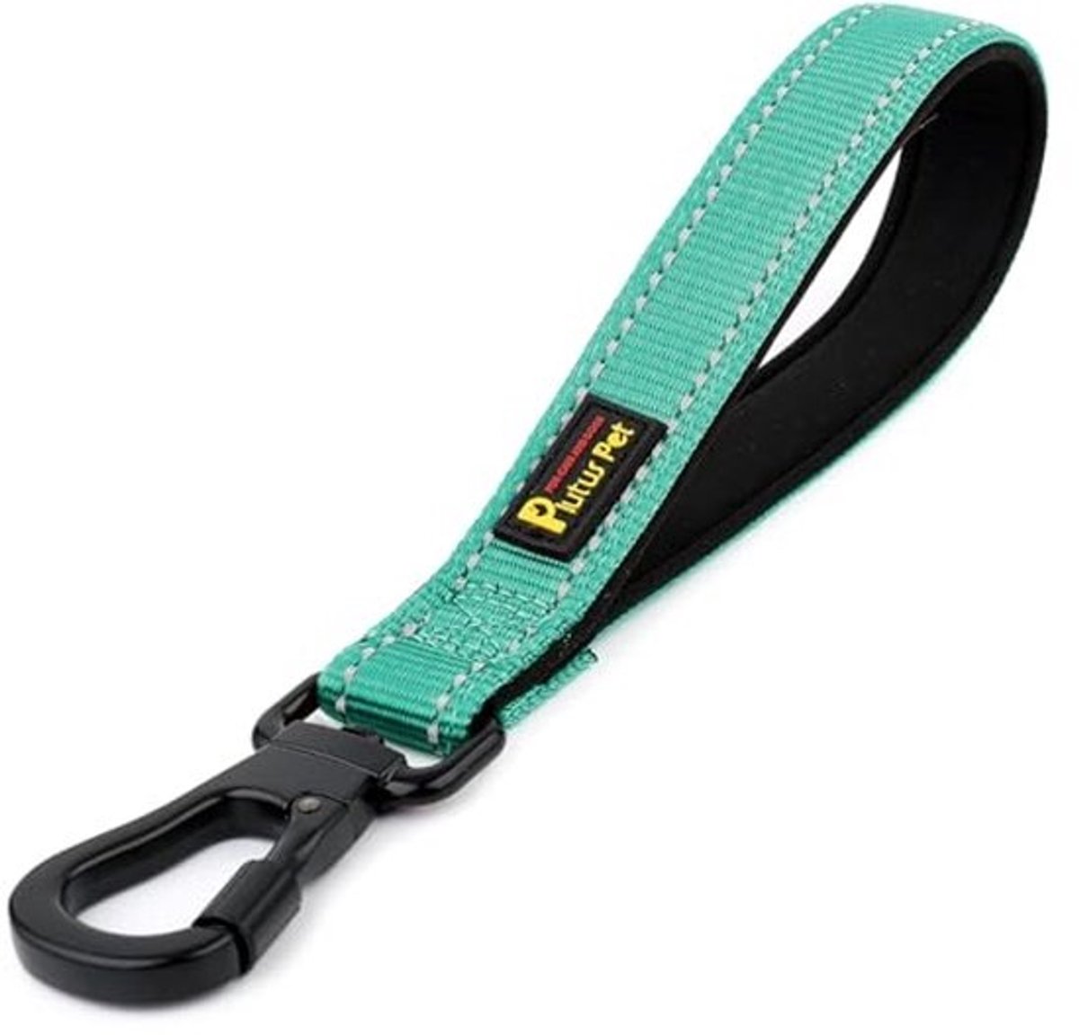 Korte hondenriem met reflecterende handgreep - sterke verkeerslijn voor grote en middelgrote honden (25 cm, groenblauw)