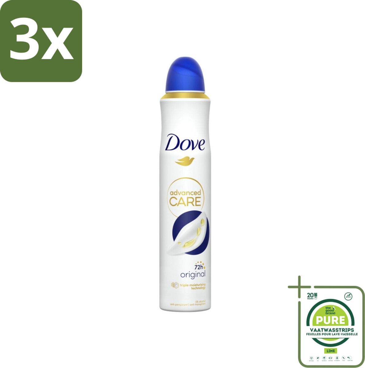 3 x Dove - Deodorant - Spray Advanced Care - Frisse en langdurige bescherming - 200 ml - Grootverpakking - Dove Anti-Transpirant Spray - Anti-Transpirant Spray - Anti-Transpirant - Zweetvermindering - Geurvermindering