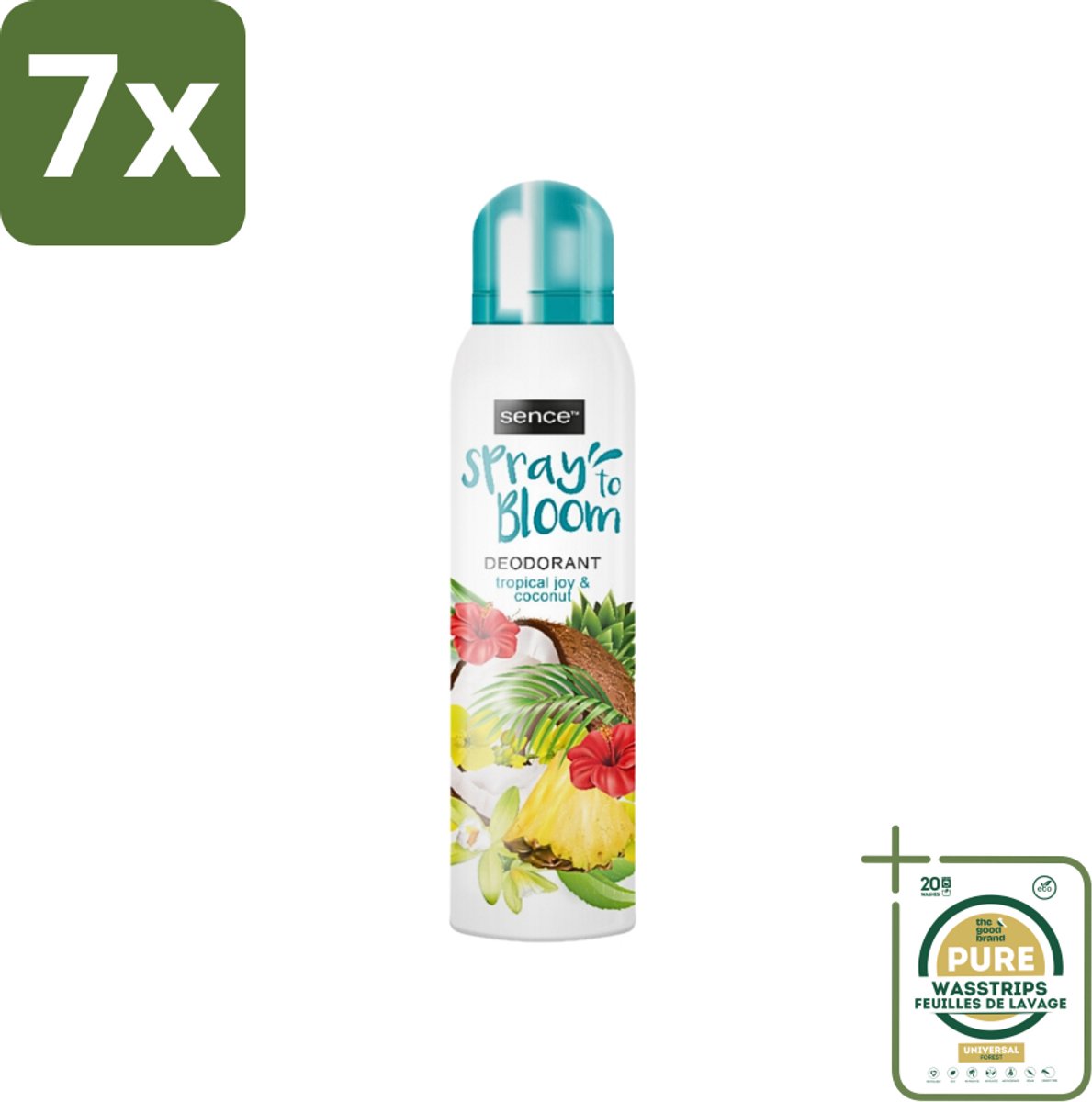7 x Sence - Tropical Joy & Coconut - Deodorant - Exotisch - 150 ml - Grootverpakking - Tropisch - Kokos - Exotisch - Deodorant - Frisheid