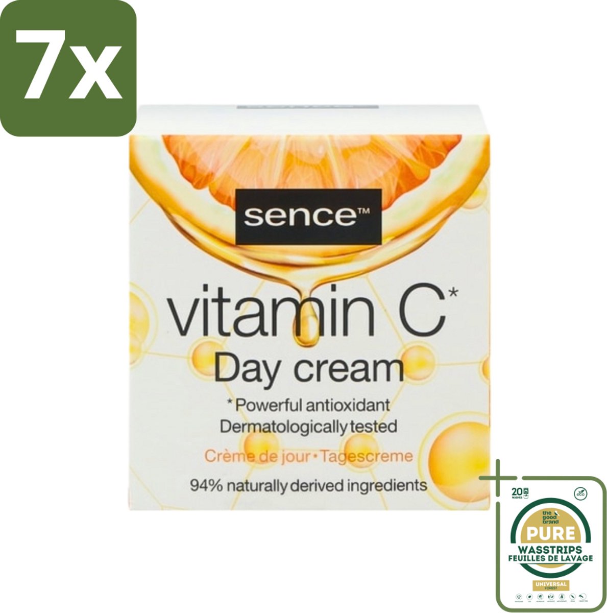 7 x Sence - Vitamine C - Dagcrème - Stralende Huid - 50 ml - Grootverpakking - Vitamine C Crème - Stralende Huid - Huidveroudering - Collageen - Antioxidant