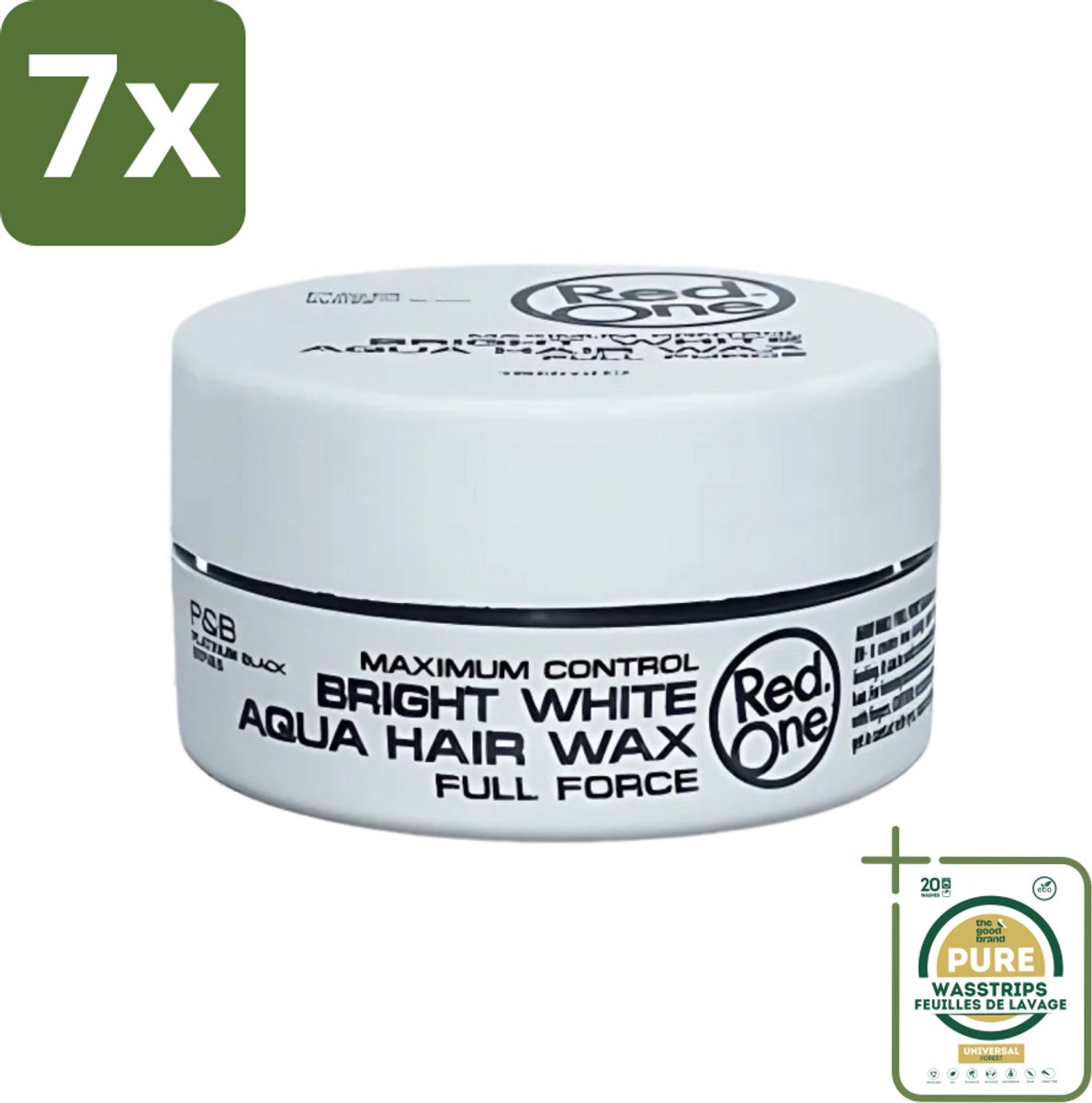 7 x Red One - Haarwax - Bright White - Maximum Control - Voor Extra Sterke Fixatie - 150 ml - Grootverpakking - Haarwax - Haartype - Fixatie - Hold - Styling