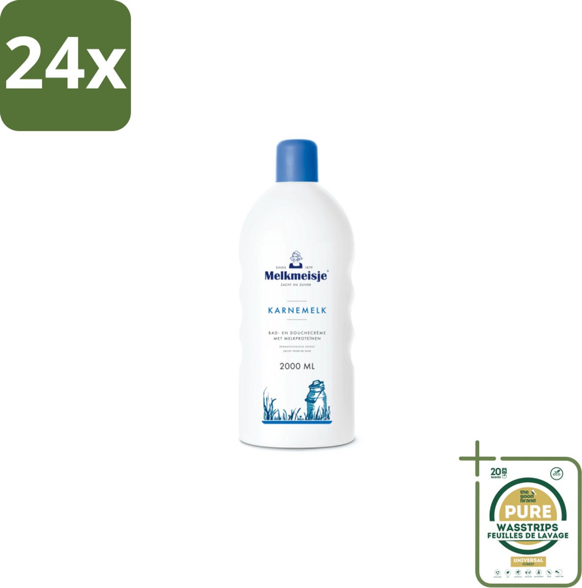 Melkmeisje Bad en Douche Crème Karnemelk 2000 ml - Voordeelverpakking - 24 stuks - Melkmeisje badschuim - Voedend badschuim