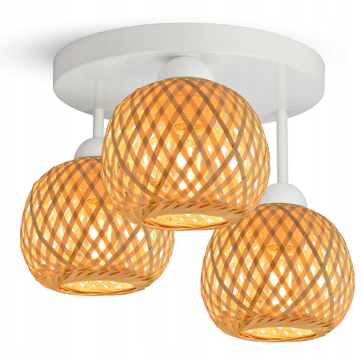 Merkloze Bamboe Plafondlamp - Handgeweven, Boho Stijl, Wit